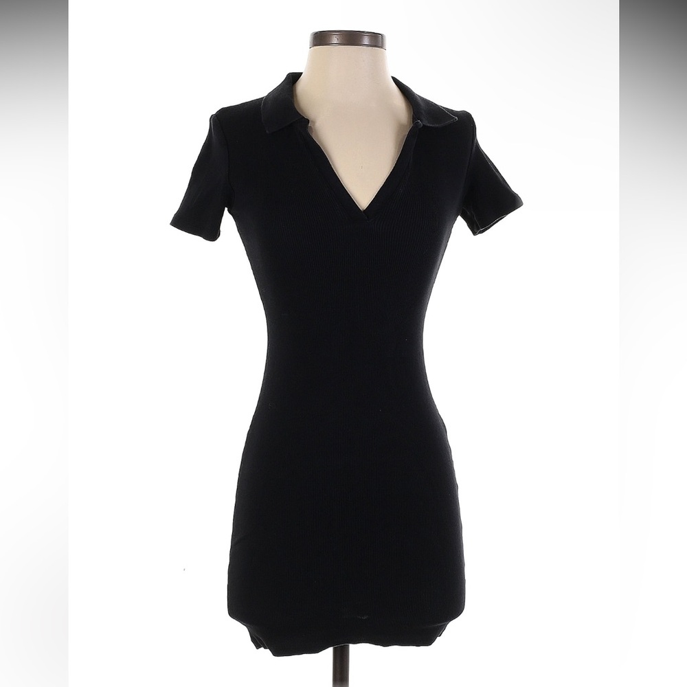 Black collar mini dress